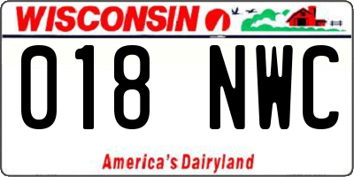 WI license plate 018NWC
