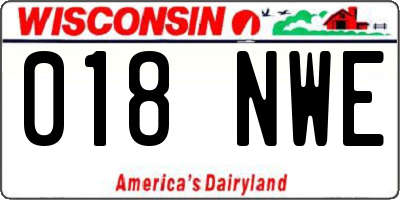 WI license plate 018NWE