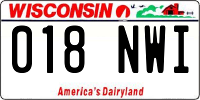 WI license plate 018NWI
