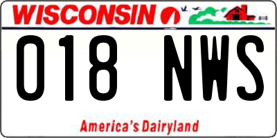 WI license plate 018NWS