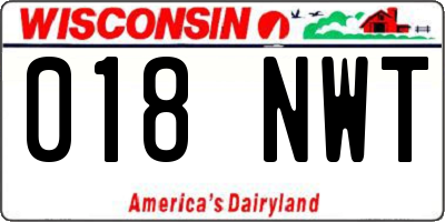 WI license plate 018NWT