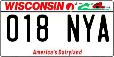 WI license plate 018NYA