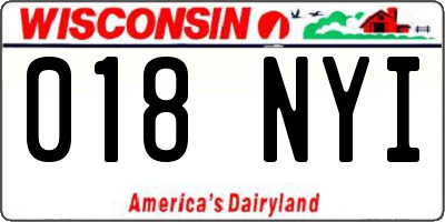 WI license plate 018NYI