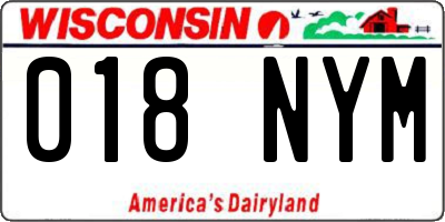 WI license plate 018NYM