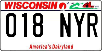 WI license plate 018NYR