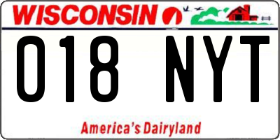 WI license plate 018NYT