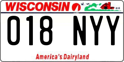 WI license plate 018NYY