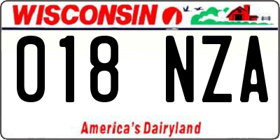 WI license plate 018NZA