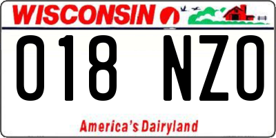 WI license plate 018NZO