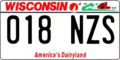 WI license plate 018NZS