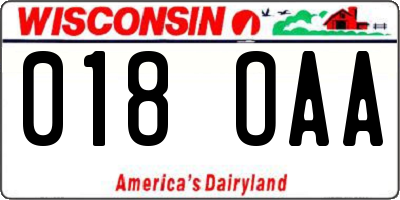 WI license plate 018OAA