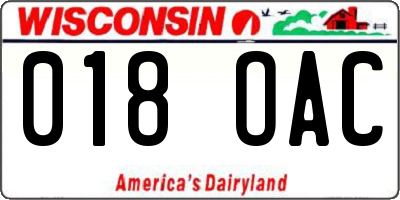 WI license plate 018OAC