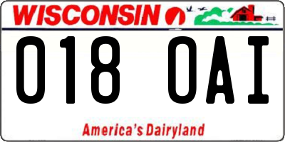 WI license plate 018OAI