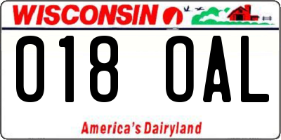 WI license plate 018OAL
