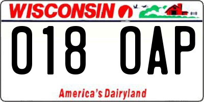 WI license plate 018OAP