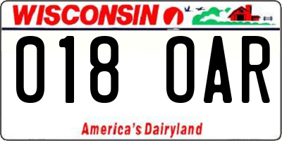 WI license plate 018OAR