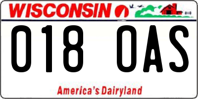 WI license plate 018OAS