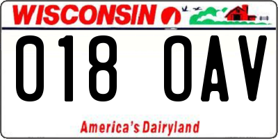 WI license plate 018OAV