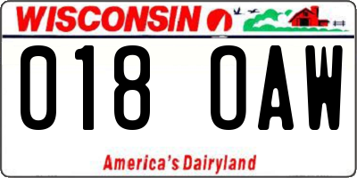 WI license plate 018OAW