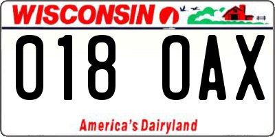 WI license plate 018OAX