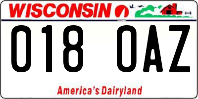 WI license plate 018OAZ