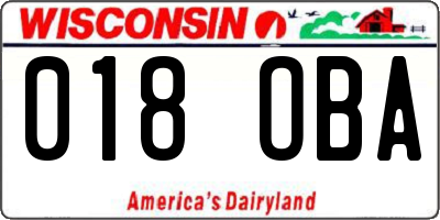 WI license plate 018OBA
