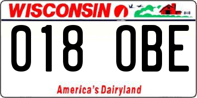 WI license plate 018OBE
