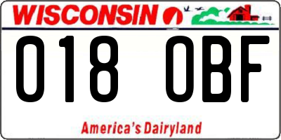 WI license plate 018OBF