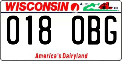 WI license plate 018OBG