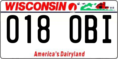 WI license plate 018OBI