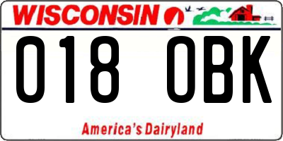 WI license plate 018OBK