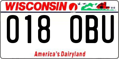WI license plate 018OBU