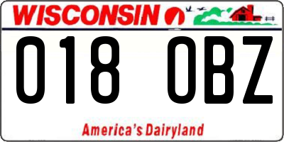 WI license plate 018OBZ