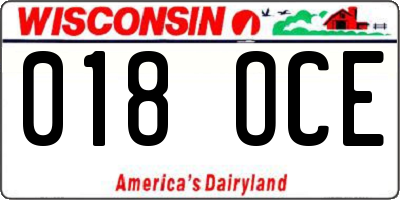WI license plate 018OCE