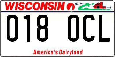 WI license plate 018OCL