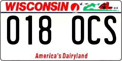 WI license plate 018OCS