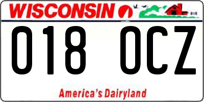 WI license plate 018OCZ