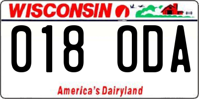 WI license plate 018ODA