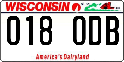 WI license plate 018ODB