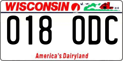 WI license plate 018ODC