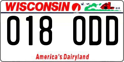 WI license plate 018ODD