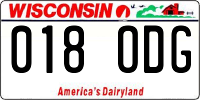 WI license plate 018ODG