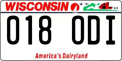 WI license plate 018ODI