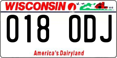 WI license plate 018ODJ