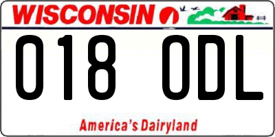 WI license plate 018ODL
