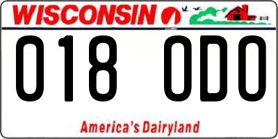WI license plate 018ODO
