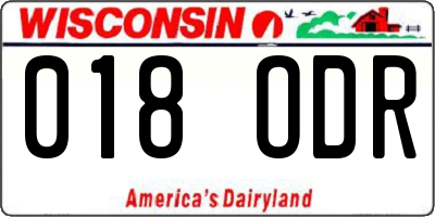 WI license plate 018ODR