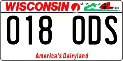 WI license plate 018ODS