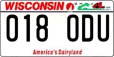 WI license plate 018ODU