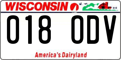 WI license plate 018ODV
